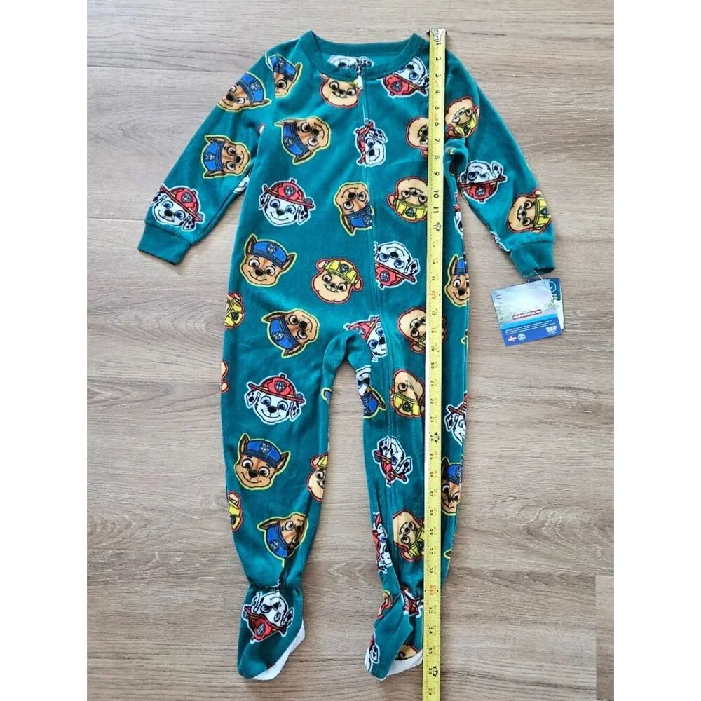 Paw Patrol Teal Kids One-Piece Footed Pajamas Size 4T